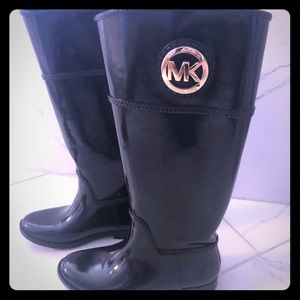 Michael Kors shiny black rain boots